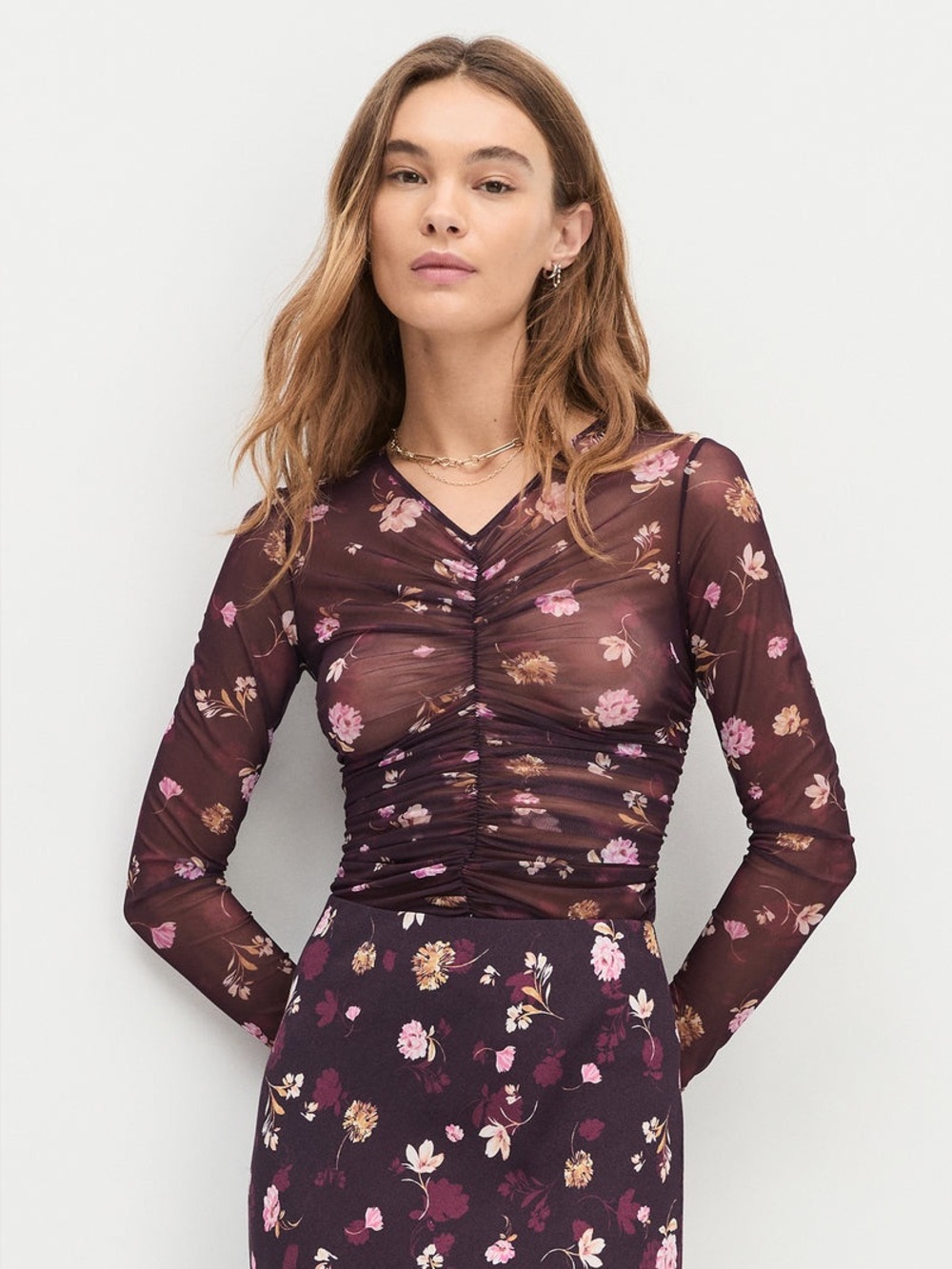Favorite Daughter Whimsical Monet Mesh Party Top Small NWT